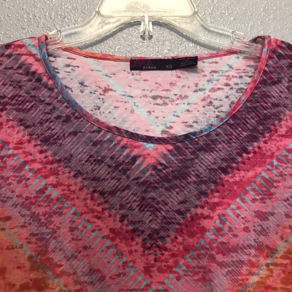 Prana flora top Women's XS Organic cotton short sleeve blouse tie dye shirt EUC - Picture 5 of 11